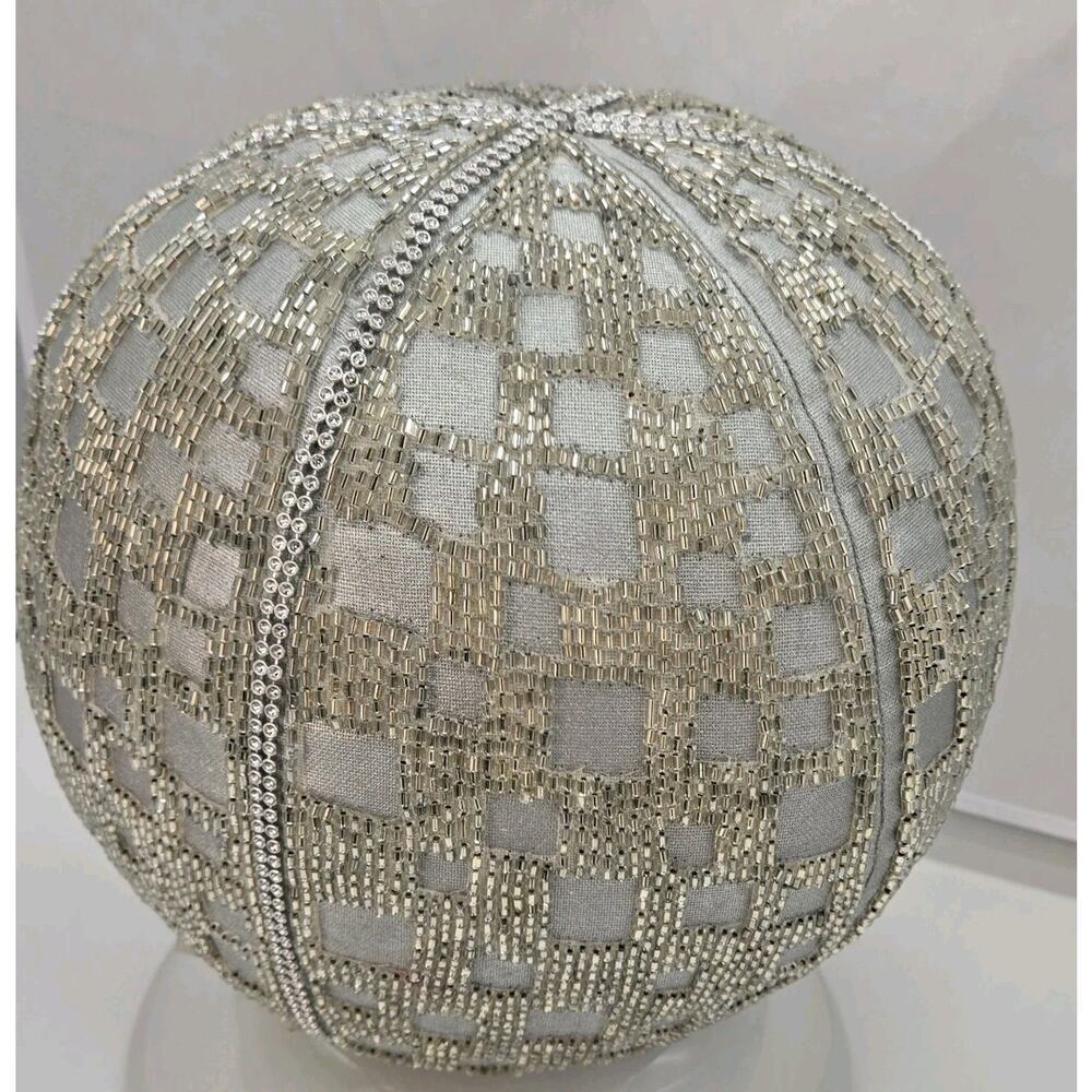 Disco Ball Embellished Beaded 9" Round Pillow Glam Contemporary Bella Lux TJ MAX - Picture 2 of 8